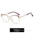 Trendy spectacle frame two-color flat lens female Amazon metal anti blue light spectacle frame can be equipped with myopia glass